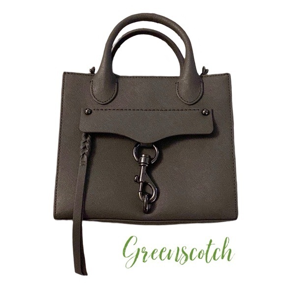 NWT Rebecca Minkoff Leather Megan Graphite Gray Mini Tote